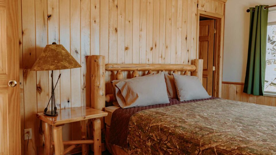 King Bedroom in a cabin rental in Minnesota.