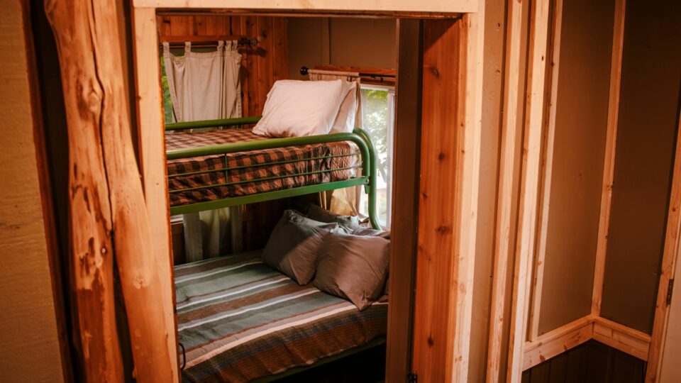 Twin over Full Bunkbed in a cabin rental at Kohl's Resort.